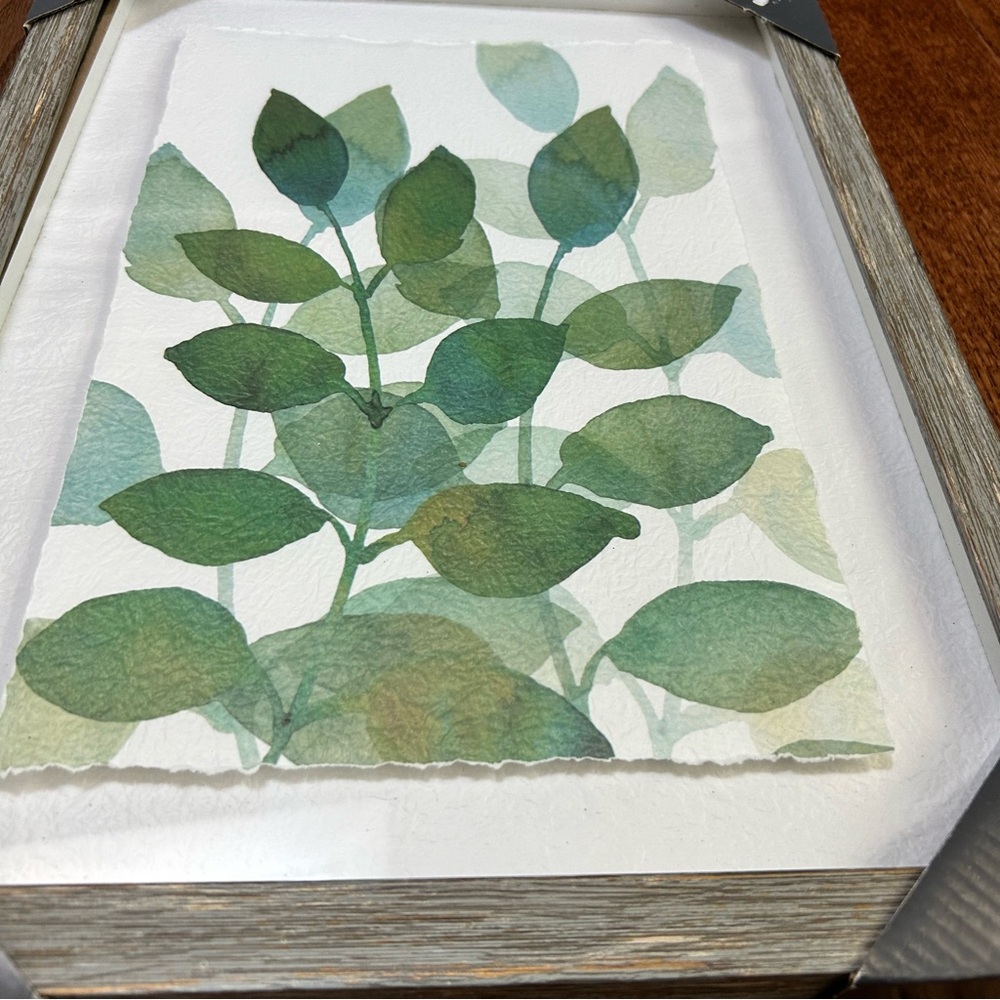 NWT Framed Leaf Watercolor Art 12"x16" Frame - Picture 2 of 5